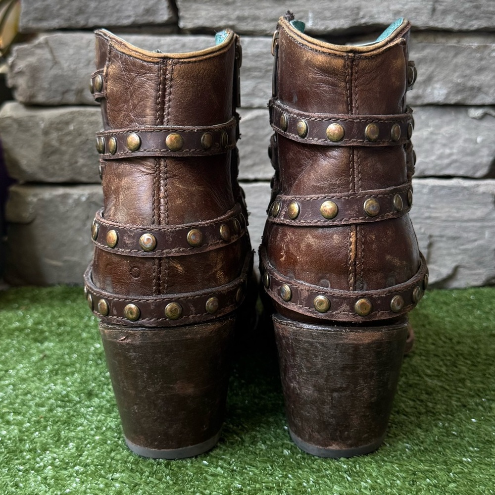 Corral Brown leather Studded Women’s Ankle Boots - Picture 5 of 11